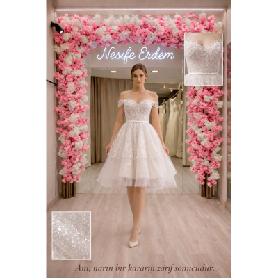 Soft Silver Kısa Gelinlik – Narin Gücün Modern Yorumu