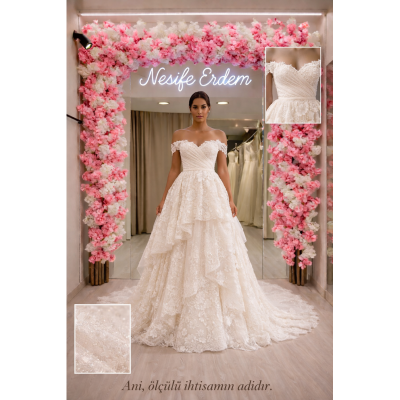Ivory Lez Dantel Gelinlik – Ölçülü İhtişamın Modern Yorumu