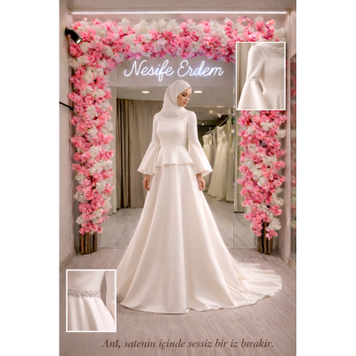 Pearl White A Kesim Tesettürlü Gelinlikte Sessiz Zarafet