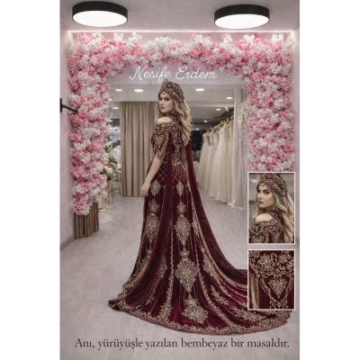 Bordo Kadife Açık Kaftan Modelinde A Kesim mi, Balık Model mi Daha Zarif Durur?