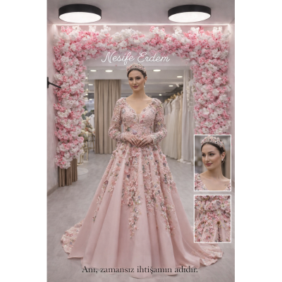 Soft Pembe Açık Kaftan Tasarımında Zamansız İhtişam ve Zarif Denge