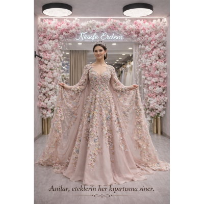 Açık Kaftanlarda A Kesim Silüetin Bel Algısına Etkisi: Soft Pembe Couture Denge