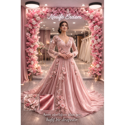 Açık Kaftan Degrade Tasarımda A Kesim mi, Balık Model mi? Pembe Kadife ve Drapajın Sessiz Gücü