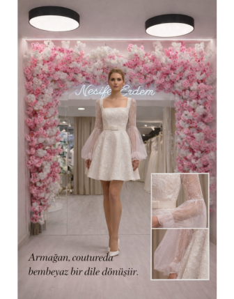 Ametist Brokar Kısa Açık Kınalık – Transparan İspanyol Kollu Couture Tasarım
