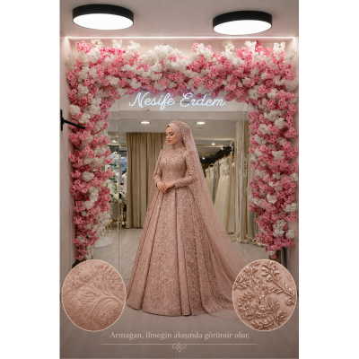 Rose Gold Hint Stili Tesettürlü A Kesim Kınalıkta Asil Akışın Zarafeti