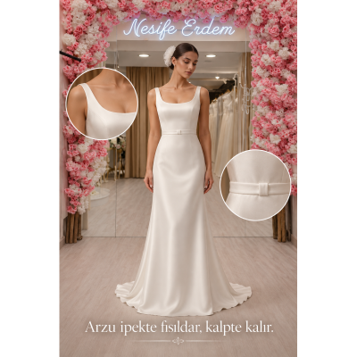 İpek Saten Gelinlik: Arzu İpekte Fısıldar, Kalpte Kalır