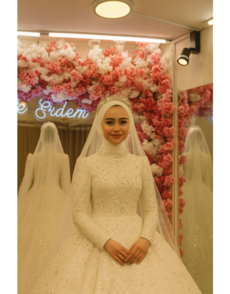 Swarovski Taşlarla Taçlanan 2026 Tesettür Gelinlik Modası