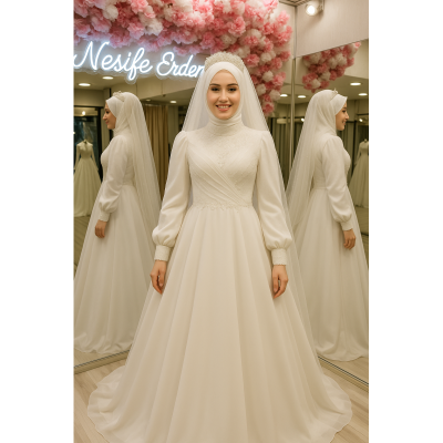 2026 Tesettür Gelinlik Modasında A Kesim Zarafeti