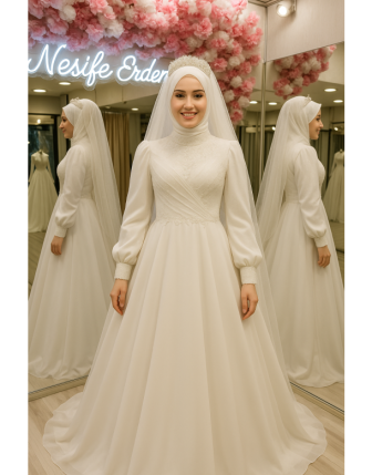 2026 Tesettür Gelinlik Modasında A Kesim Zarafeti